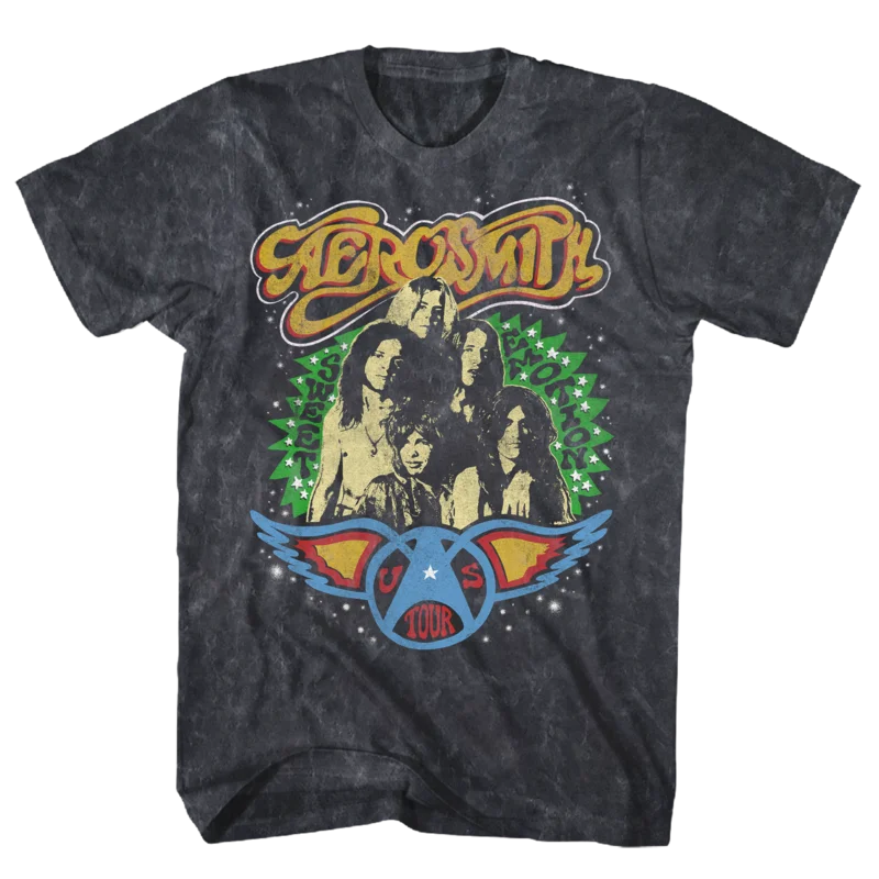 AEROSMITH SWEET EMOTION US TOUR BLACK MINERAL WASH TEE BLACK