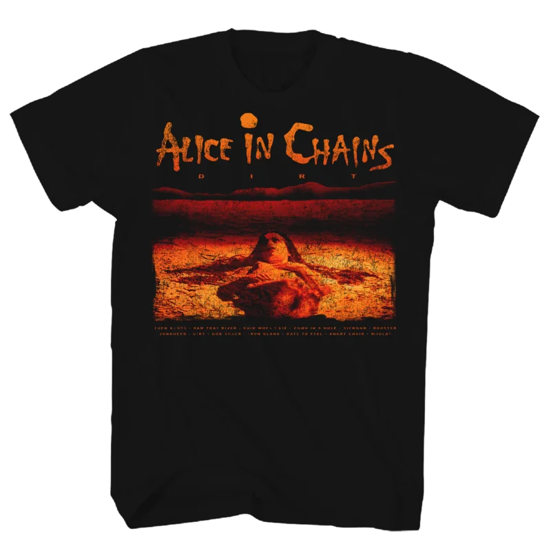 ALICE IN CHAINS DIRT ALBUM TRACK LIST BLACK T-SHIRT BLACK