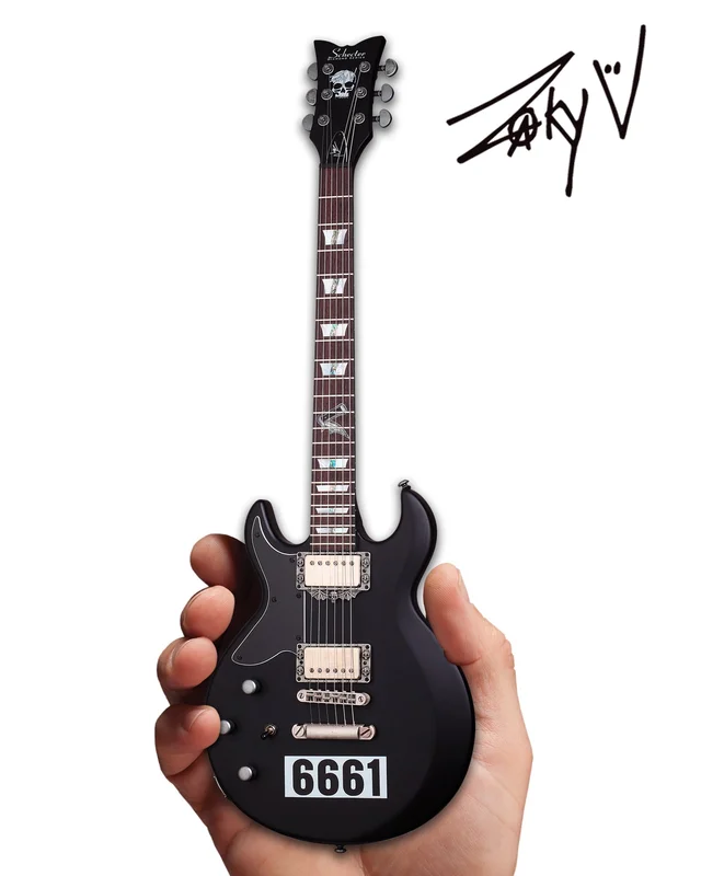 AVENGED SEVENFOLD - ZACKY VENGEANCE SATIN BLACK 6661 SCHECTER MINI GUITAR