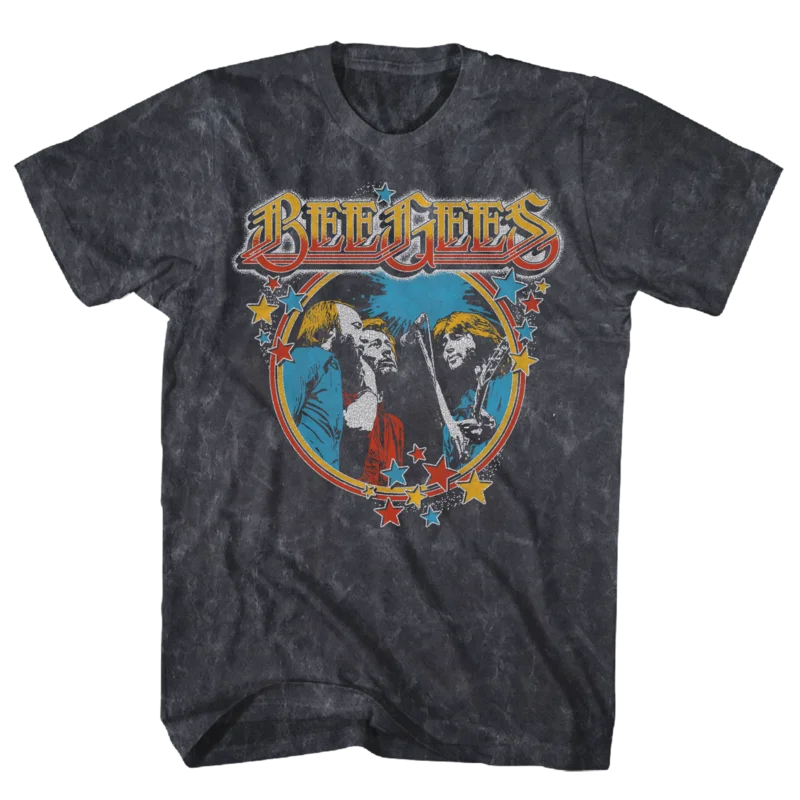 BEE GEES STAR VINTAGE BLACK MINERAL WASH TEE BLACK