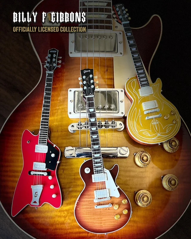BILLY F GIBBONS OFFICIALLY LICENSED SIGNATURE MINI GUITAR MODEL COLLECTION - SET OF 3