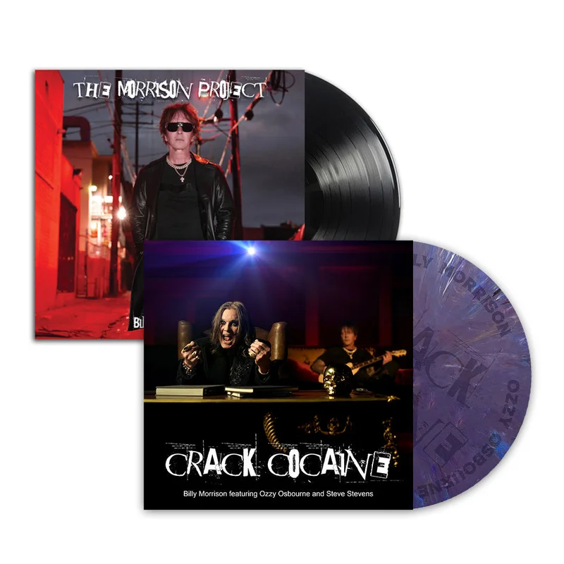 BILLY MORRISON, OZZY OSBOURNE, & STEVE STEVENS 'CRACK COCAINE' 12" - LTD. - ETCHED - PURPLE/BLUE + BILLY MORRISON 'THE MORRISON PROJECT' LP