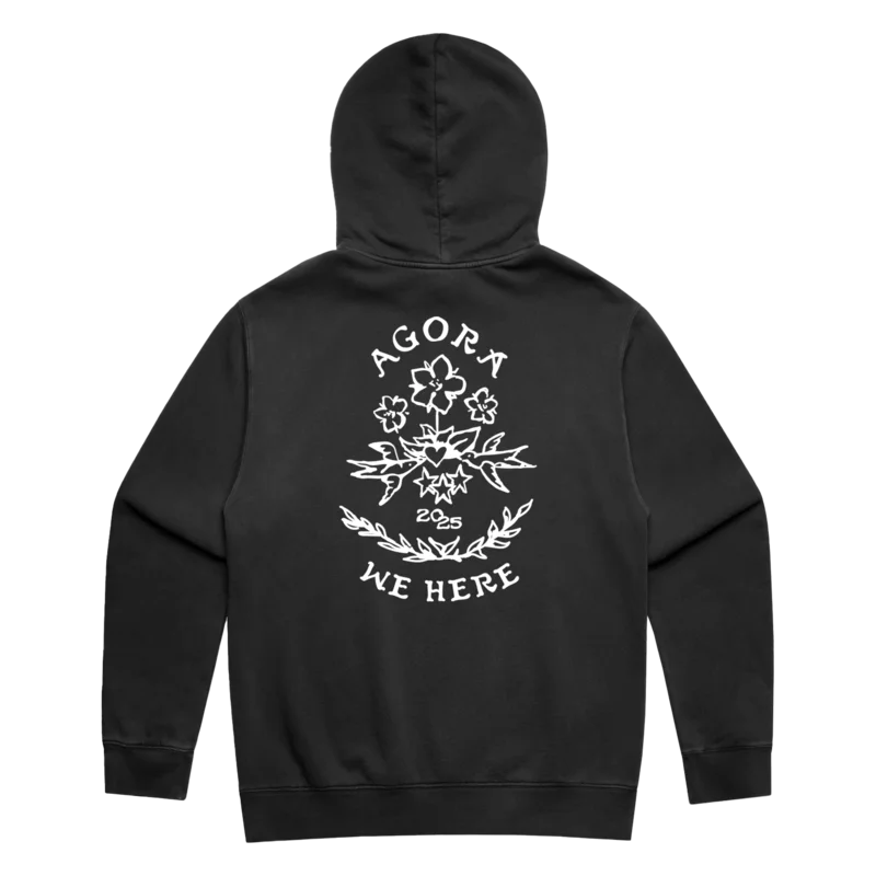 Black Agora Stamp Hoodie