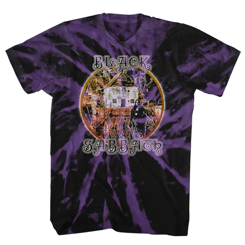 BLACK SABBATH WITCH ALBUM COVER BLACK/PURPLE SPIRAL WASH T-SHIRT blk-purple