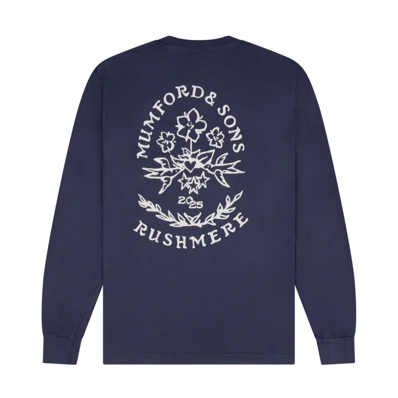 Blue Stamp Print Long Sleeve T-Shirt
