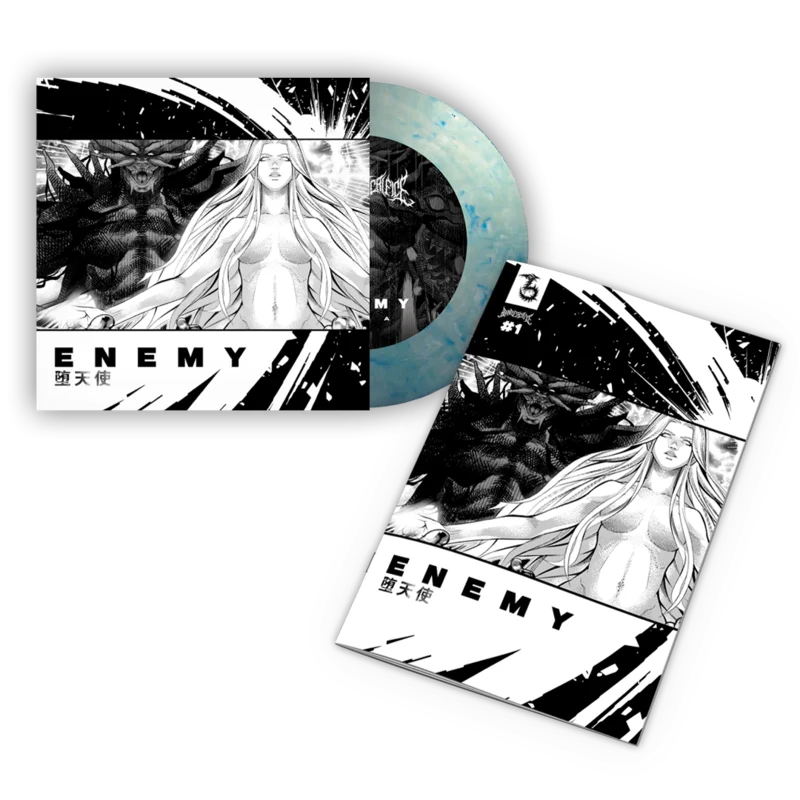 BRAND OF SACRIFICE ENEMY 7" + COMIC BOOK - LTD. 150 - BLUE/WHITE CRYSTAL