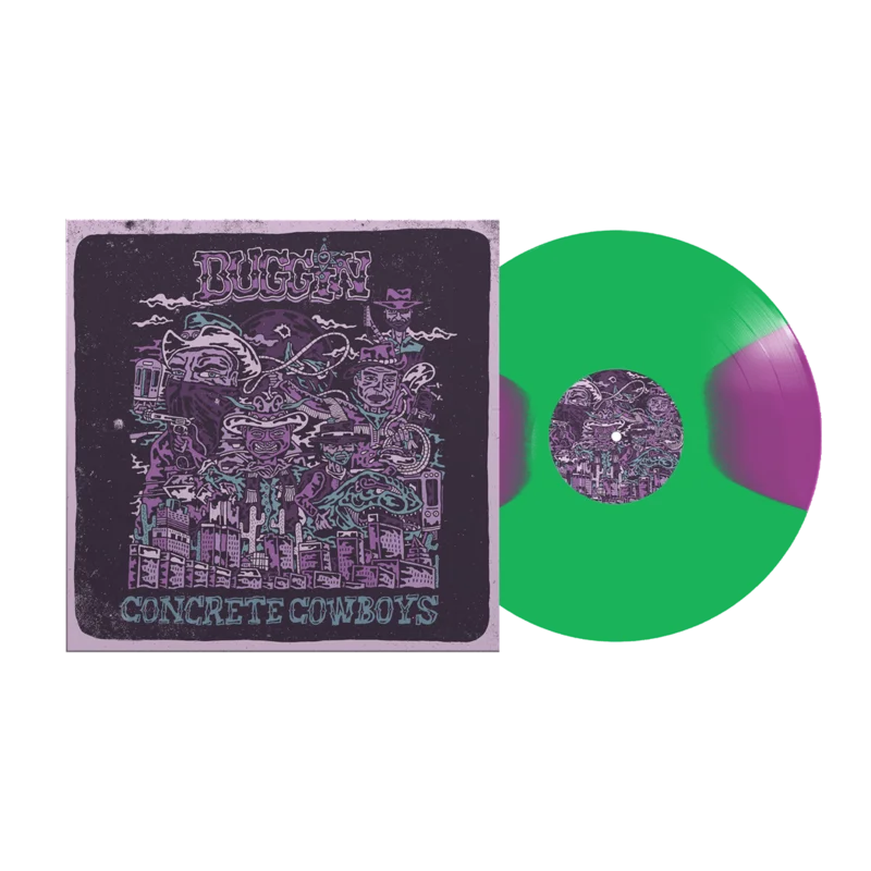 BUGGIN CONCRETE COWBOWS LP LTD. 100 - TRANSPARENT GREEN/NEON VIOLET MOON PHASE