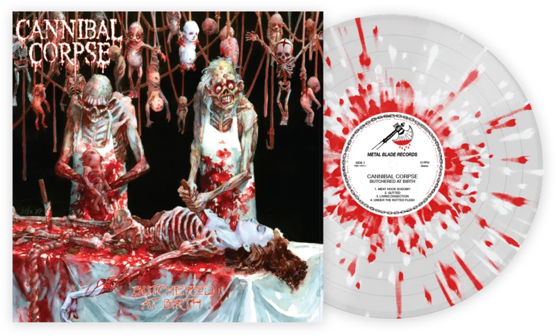 CANNIBAL CORPSE 'BUTCHERED AT BIRTH' LP - CLEAR/RED/WHITE/SPLATTER