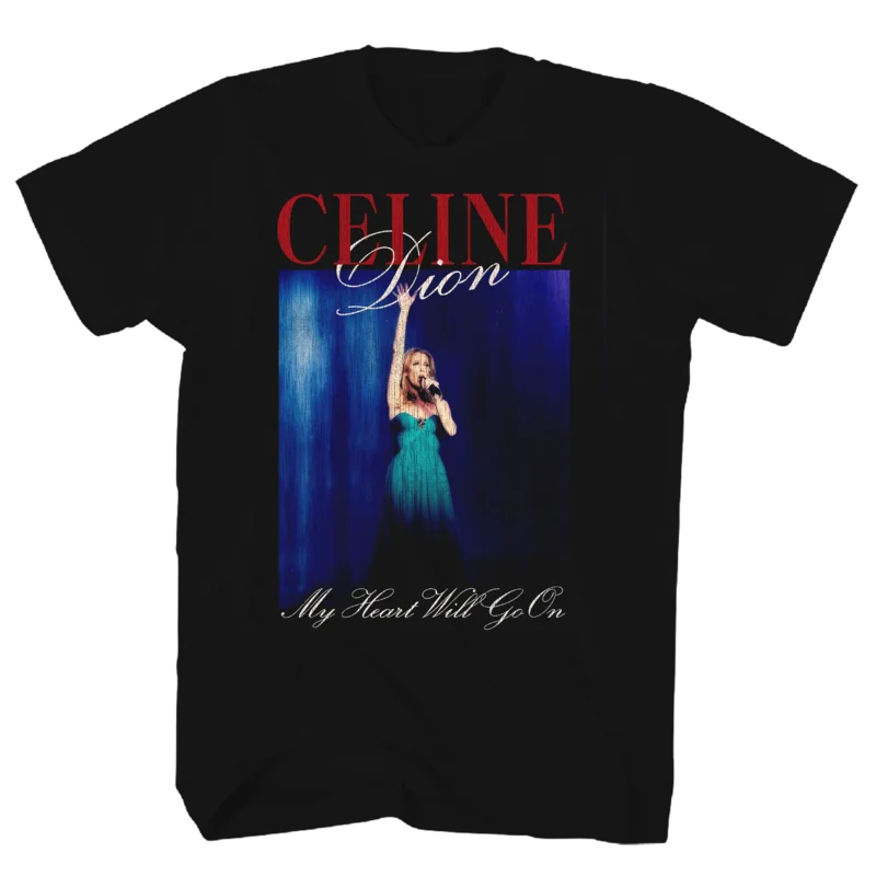 CELINE DION MY HEART WILL GO ON BLACK TEE BLACK