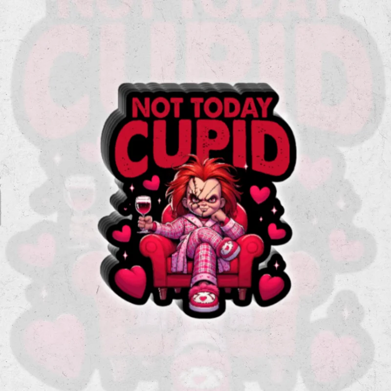 Chucky not today cupid - glossy vinyl sticker