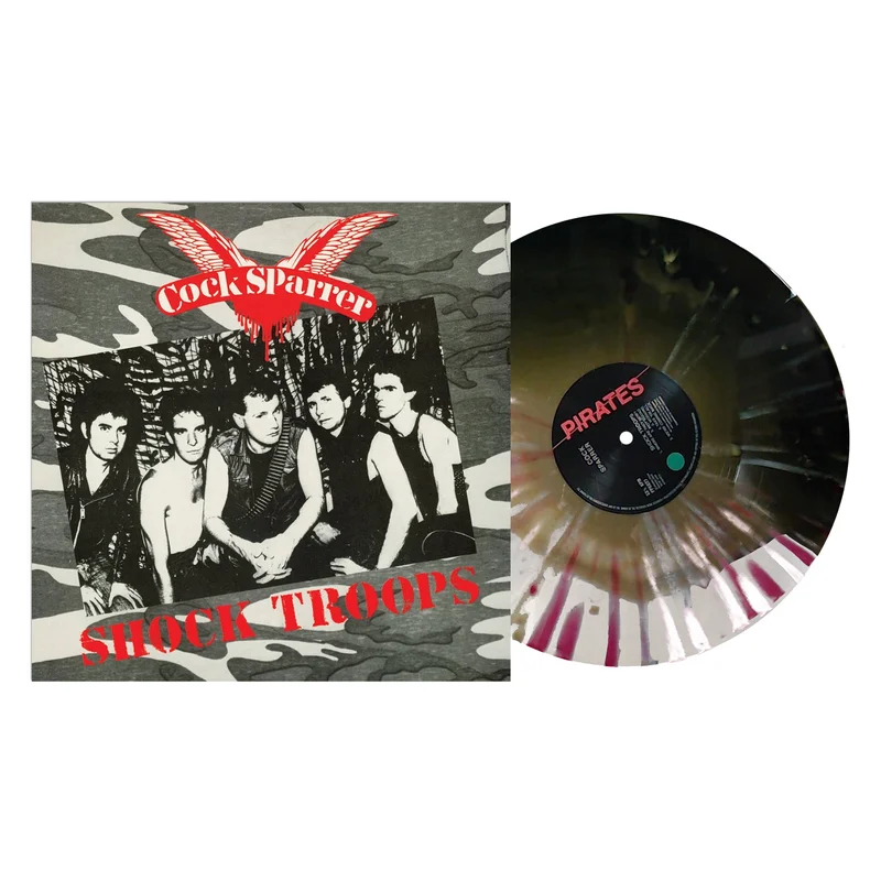 COCK SPARRER 'SHOCK TROOPS' LP - LTD. - CLEAR/GREEN/GOLD/WHITE/SPLATTER