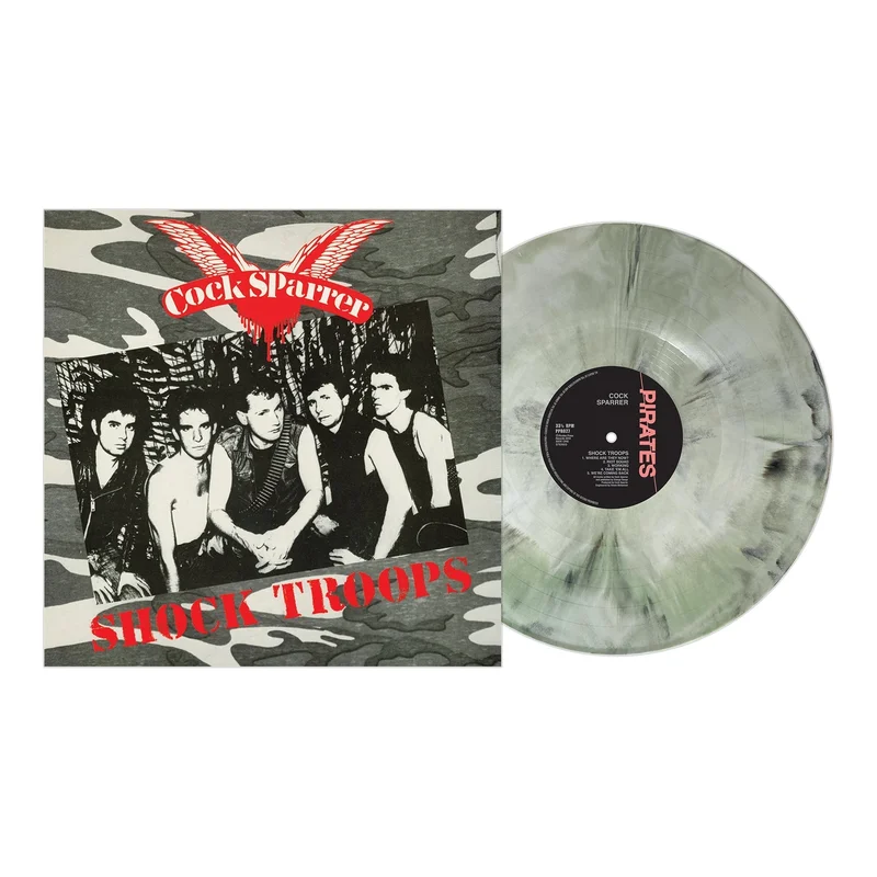 COCK SPARRER 'SHOCK TROOPS' LP - WHITE/BLACK/OLIVE GREEN/GALAXY