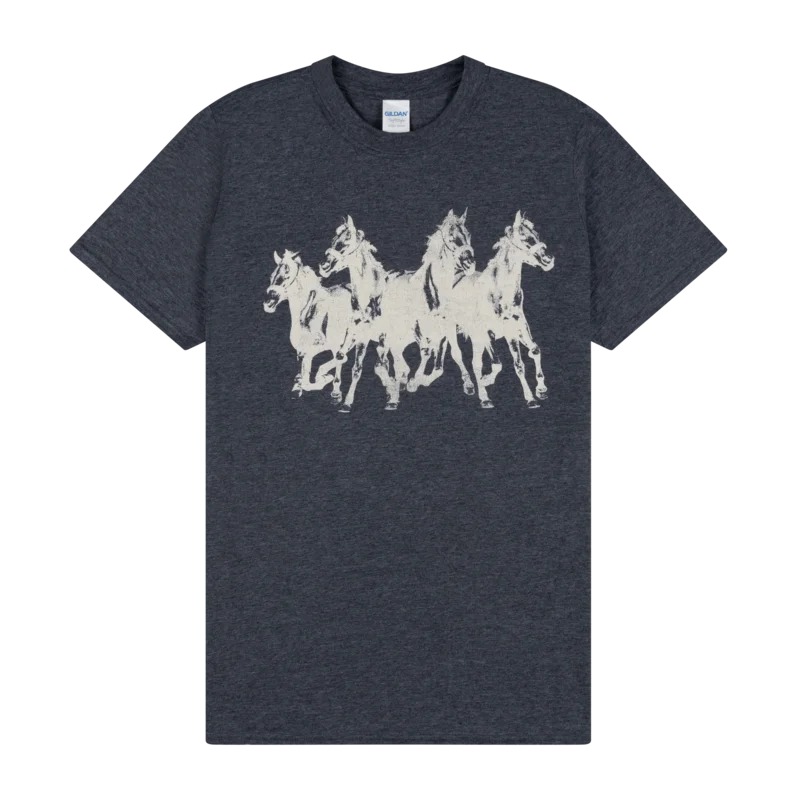Dark Grey Horses Print T-shirt