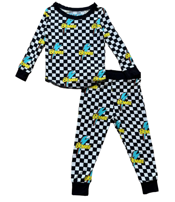DAVID BOWIE - CHECKERED BOLT KIDS PAJAMA SET