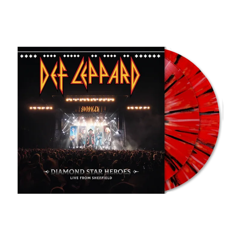 DEF LEPPARD - DIAMOND STAR HEROES: LIVE FROM SHEFFIELD - RED WITH BLACK & WHITE SPLATTER COLOR - 2-LP - VINYL LP