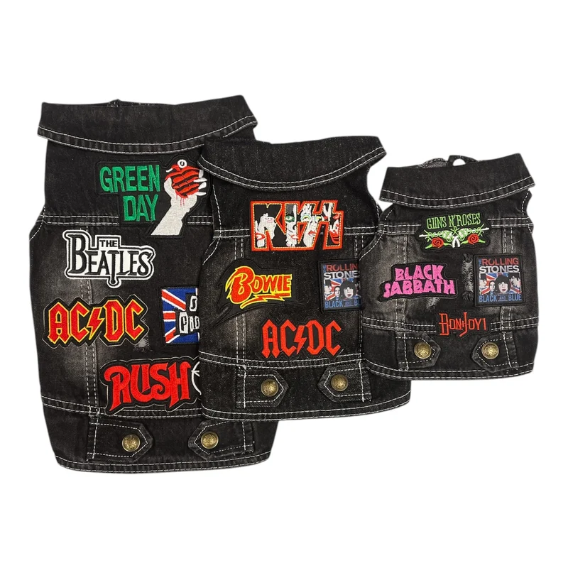 DOG ROCKER DENIM VEST WITH PATCHES
