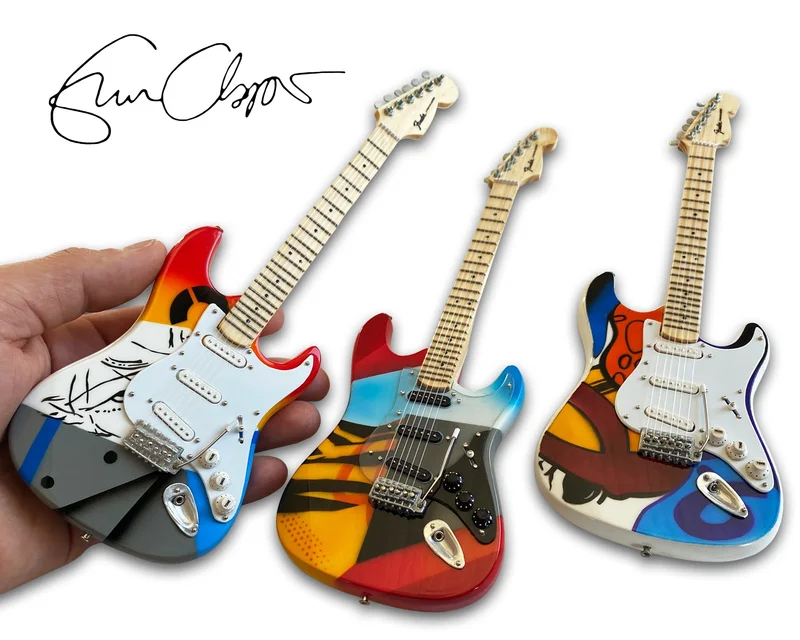 ERIC CLAPTON CRASH SET OF 3 MINI GUITAR REPLICAS - OFFICIALLY LICENSED FENDER COLLECTION