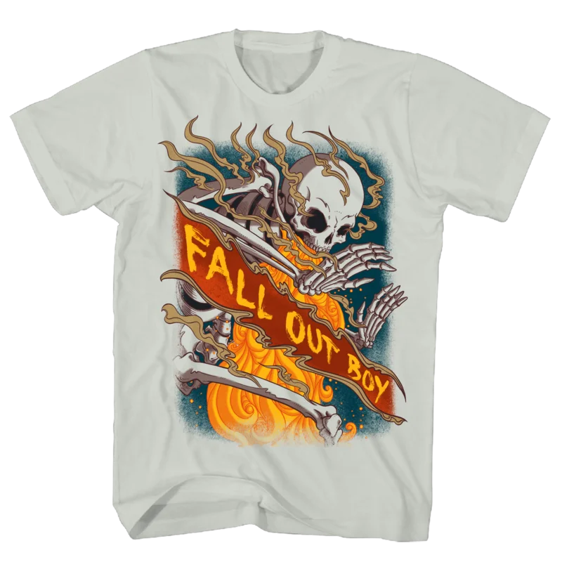 FALL OUT BOY SKELTON BLACK T-SHIRT ICE GREY