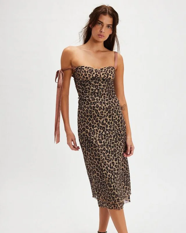 FREE PEOPLE - CHEETAH PRINT SLIP DRESS