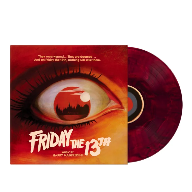 FRIDAY THE 13TH SOUNDTRACK LP BY HARRY MANFREDINI - BLOOD RED/BLACK