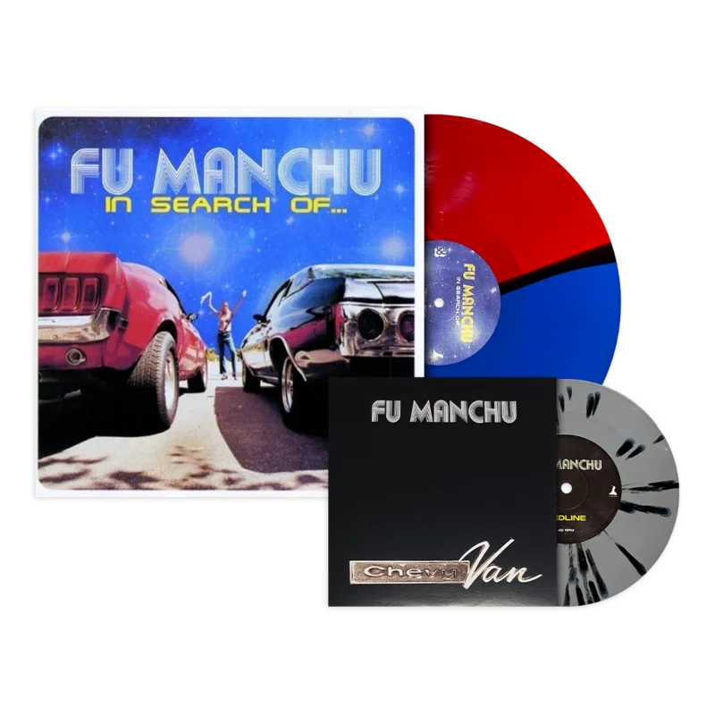 FU MANCHU IN SEARCH OF... DELUXE LP W/ 7" SINGLE - LTD. 200 - TRANSPARENT RED/BLUE/CLEAR/BLACK SPLATTER