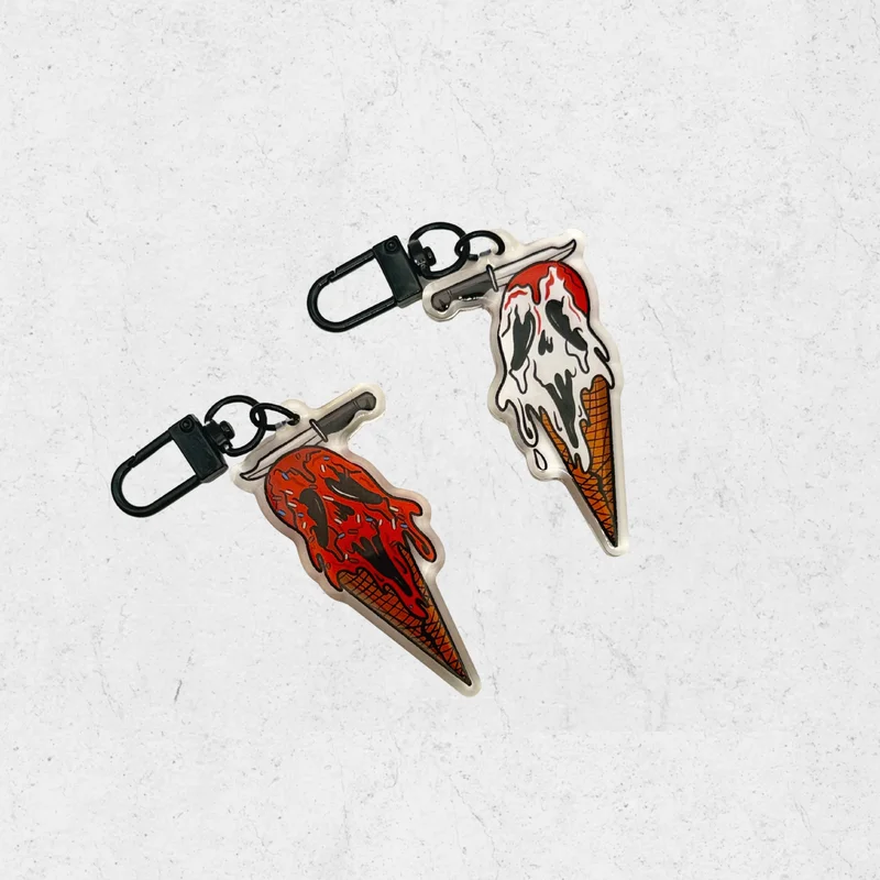 Ghost face ice cream white / red -  (SK exclusive) acrylic keychain