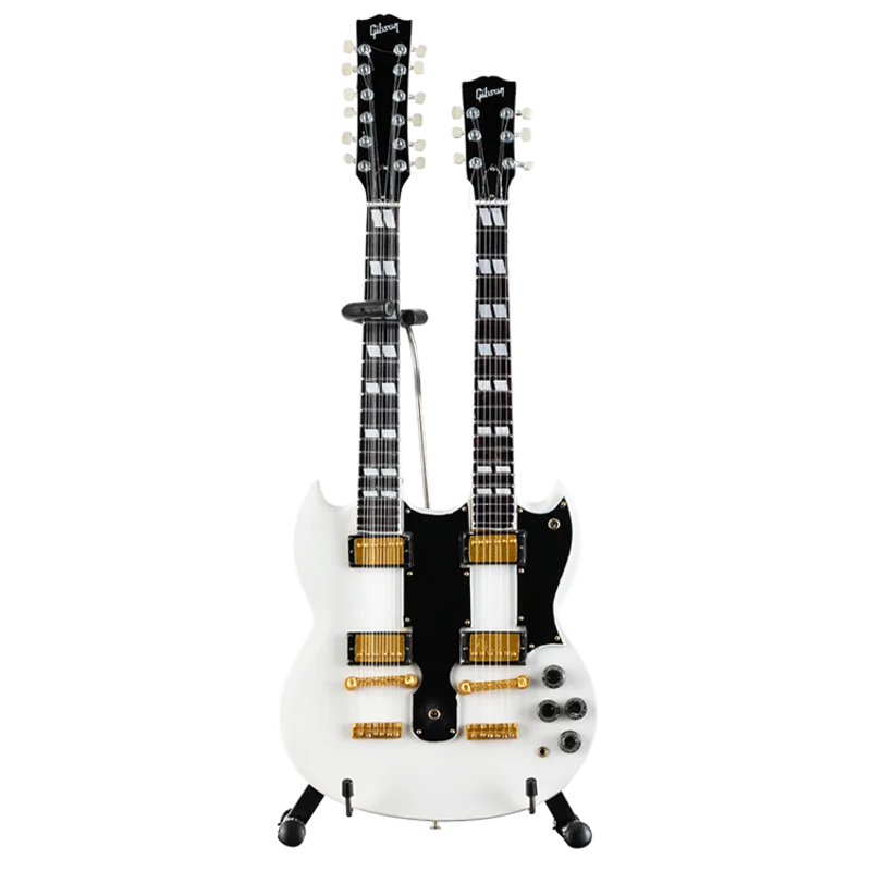 GIBSON - WHITE SG EDS-1275 DOUBLENECK - MINI GUITAR