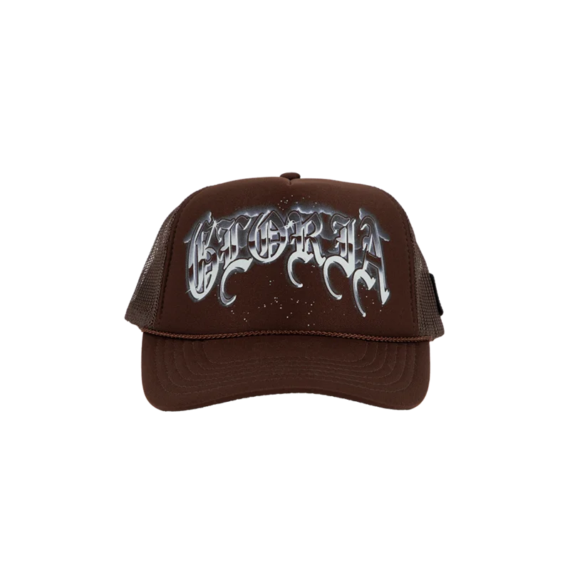 "gloria" Brown Trucker Hat