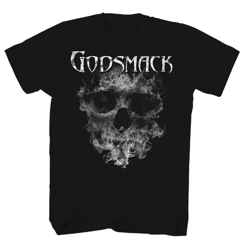 GODMACK SMOKING SKULL BLACK T-SHIRT/S BLACK