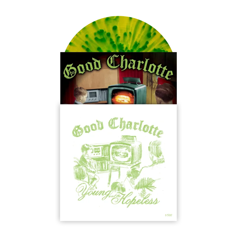Good Charlotte 'The Young And The Hopeless' LP (Exclusive  Limited to 500, "Reimagined Cover Print" Highlighter Yellow w/Green Splatter Vinyl)
