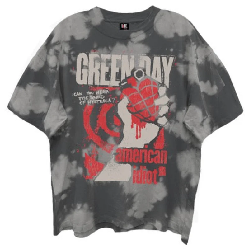 GREEN DAY AMERICAN IDIOT BLEACH WASH T-SHIRT/GIANT VINTAGE CHARCOAL