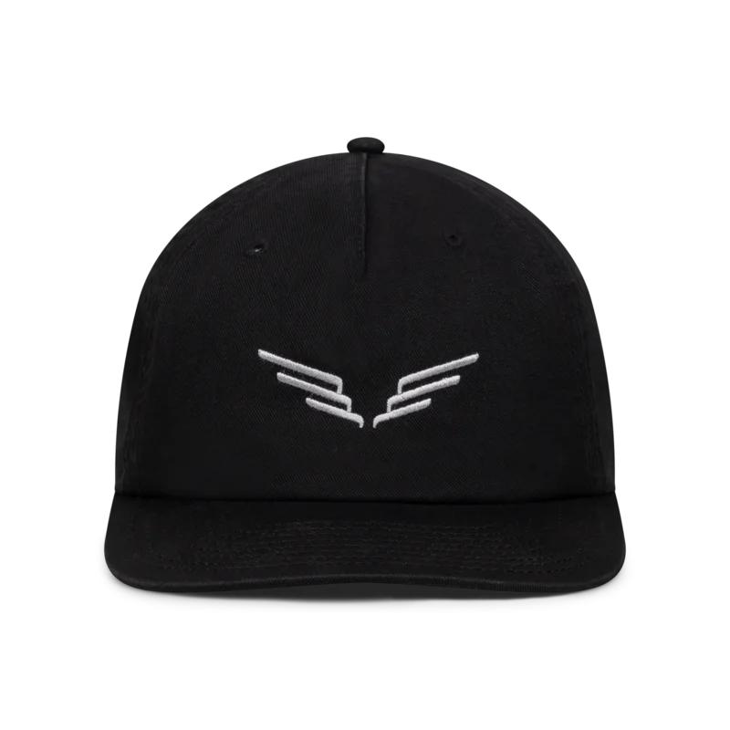 Grey / Black Embroidered Wings Cap