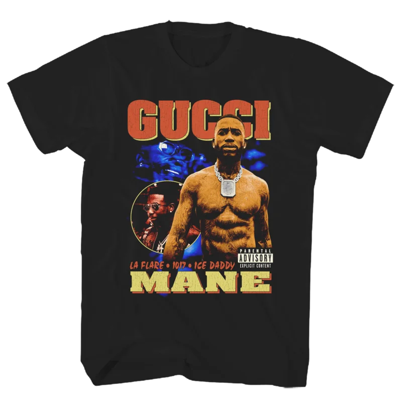 GUCCI MANE COLLAGE ARTWORK BLACK TEE BLACK