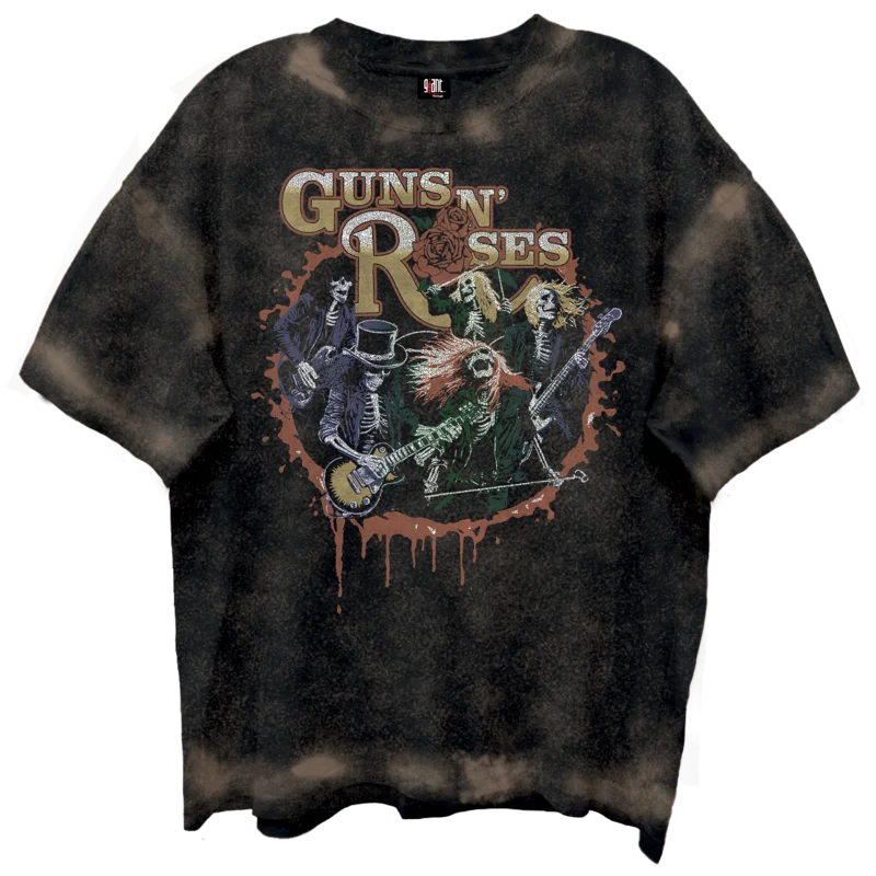 GUNS N ROSES SKELTONS LIVE FRT/BCK CHOCOLATE SPRAY WASH T-SHIRT/GIANT VINTAGE BROWN