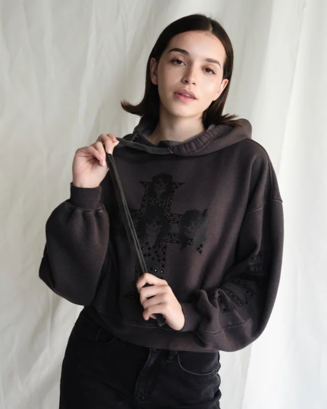 GUNS N ROSES - STUDDED HOODIE Vintage Black