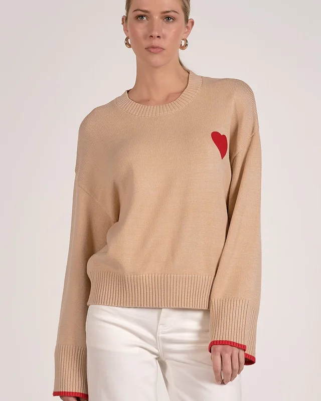HEART SWEATER BY ELAN White Heart