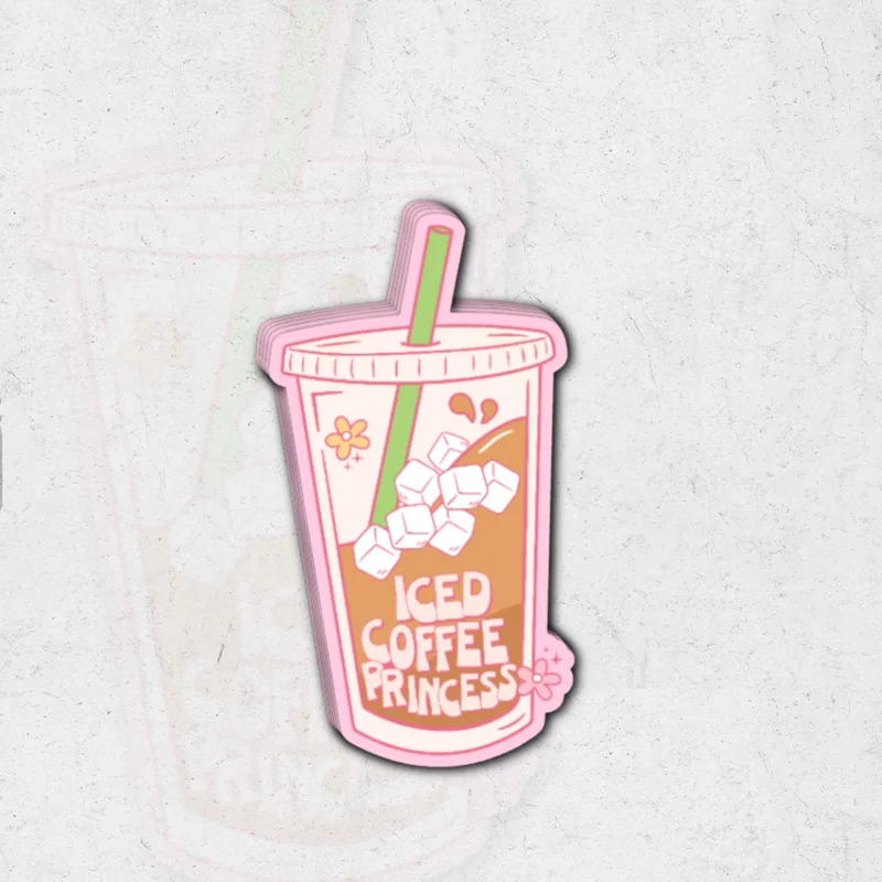 Iced coffee princess - glossy vinyl sticker