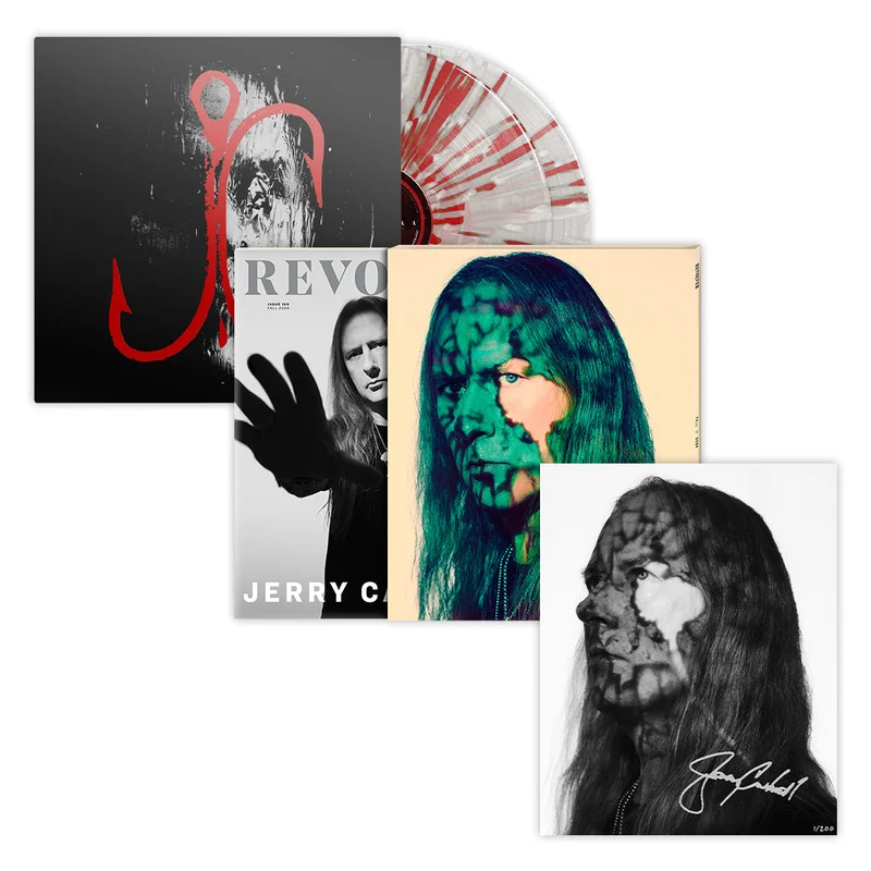 JERRY CANTRELL X REVOLVER BUNDLE - REVOLVER FALL 2024 ISSUE IN NUMBERED SLIPCASE W/ SIGNED 8"X10" & I WANT BLOOD 2LP - EXCLUSIVE - LTD. 500 - CLEAR/RED/WHITE/SPLATTER