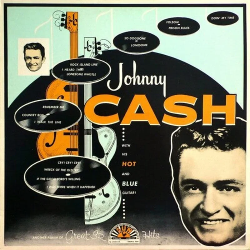 JOHNNY CASH 'WITH HIS HOT & BLUE GUITAR' LP - BLUE/GREEN