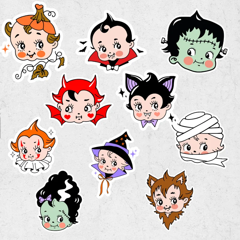 Kewpie Halloween esthetic - Glitter vinyl sticker