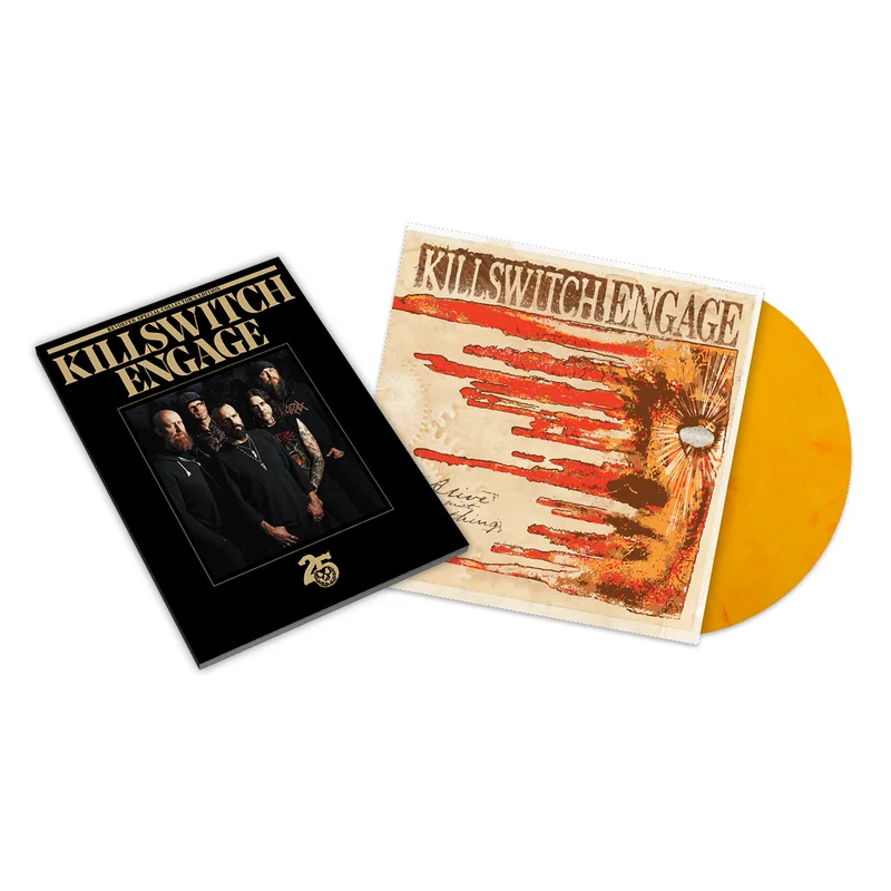 KILLSWITCH ENGAGE ALIVE OR JUST BREATHING LP - EXCLUSIVE - LTD. 500 - YELLOW FLAME + "BAND COVER" SPECIAL COLLECTOR'S EDITION DELUXE MAGAZINE