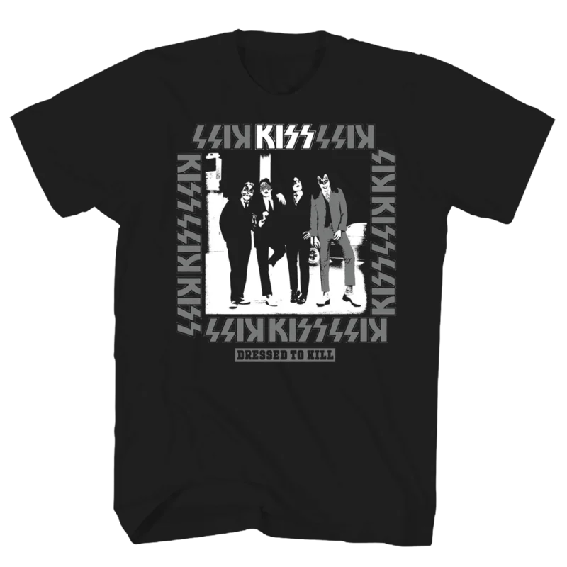 KISS DRESSED TO KILL PHOTO IMAGE BLACK TEE BLACK