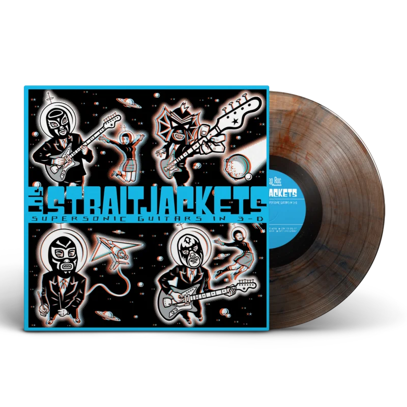LOS STRAITJACKETS - SUPERSONIC GUITARS IN 3-D - LIMITED EDITION - CLEAR W/ RED & BLUE SWIRL COLOR - VINYL LP