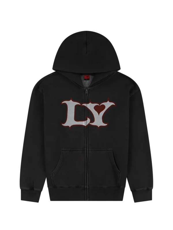 LY black zip-up hoodie
