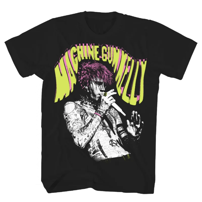 MACHINE GUN KELLY SINGING PHOTO BLACK TEE BLACK