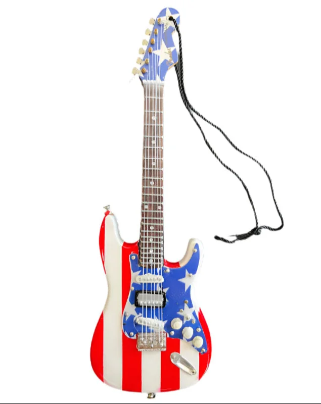 MC5 - WAYNE KRAMER - 6" FENDER STRATOCASTER STARS N' STRIPES USA FLAG - MINI GUITAR ORNAMENT