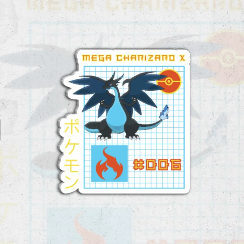 Mega charizard x (pokmon) - clear vinyl sticker
