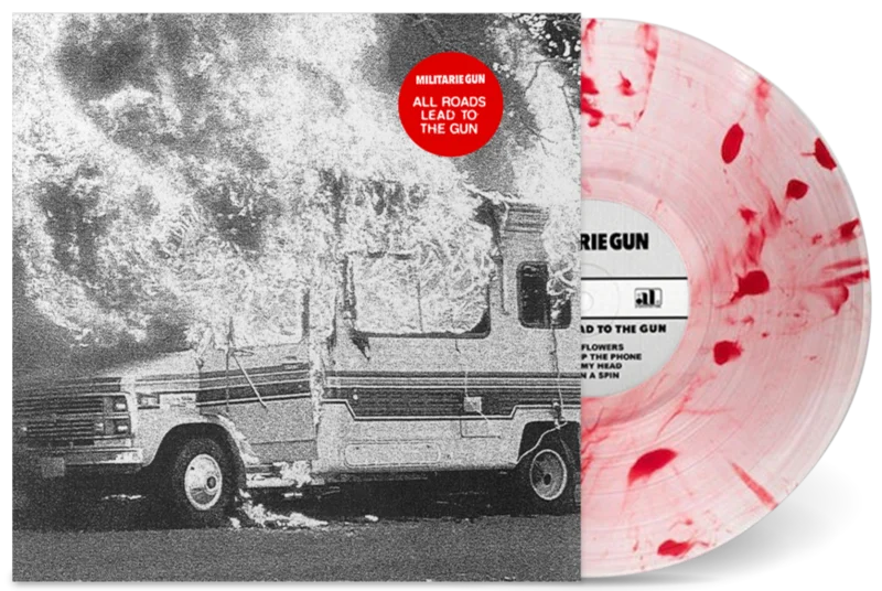 MILITARIE GUN ALL ROADS LEAD TO THE GUN I LP - LTD. 200 - CLEAR/WHITE/RED SWIRL