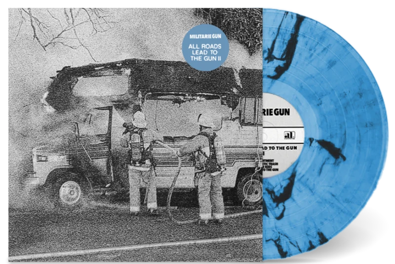 MILITARIE GUN ALL ROADS LEAD TO THE GUN II LP - LTD. 200 - CLEAR/BLUE/BLACK SWIRL