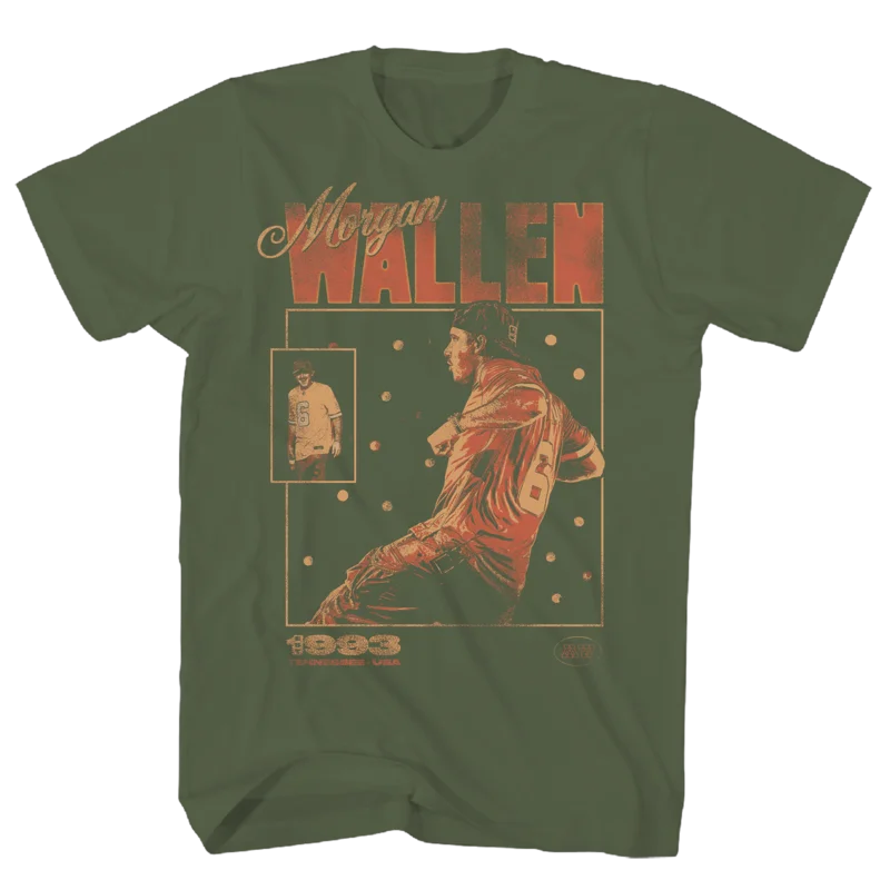 MORGAN WALLEN 1993 BASEBALL CARD MILITARY GREEN T-SHIRT/S MILITARY GREEN